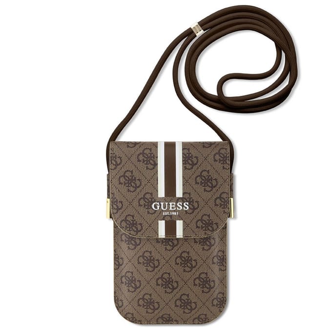 Guess 4G Printed Stripe Tas (Scherm tot 7 Inch) - Bruin