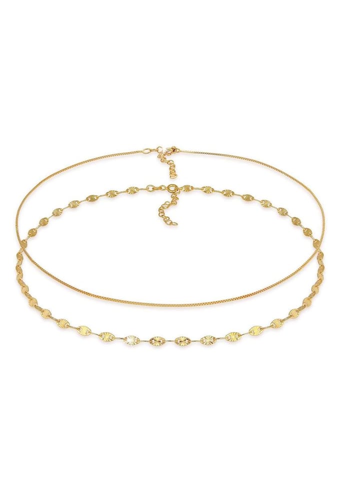 Elli - Halsketting - Dames Choker Set Venetiaanse Ketting Platelet Basic Verstelbaar in 925 Sterling Zilver - Dames