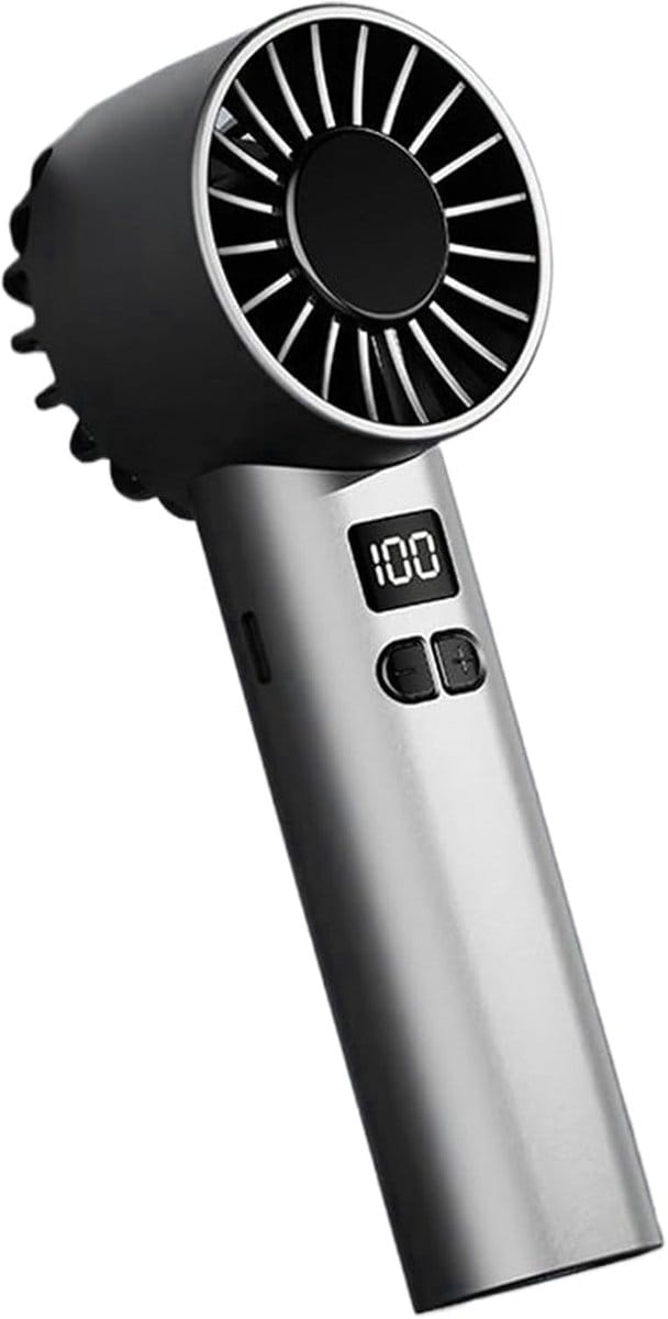 Handventilator-handventilator oplaadbaar-draagbare handventilator - handventilator oplaadbaar-draagbare ventilator - 100 windsnelheden LED-display - Oplaadbaar - Grijs - 6,5x6,2x17 cm