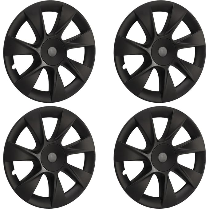 4 Pièces Cache Moyeu de Roue Noir Mat Automobile Protection de Jante Couvrante Remplacement pour Roues 19 Pouces Tesla Model Y 2020 black
