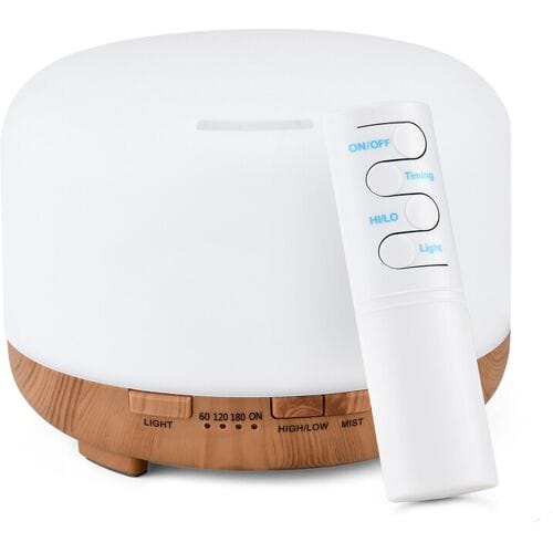 Essentiële olie diffuser, 500ml capaciteit, tijdfunctie, laag geluidsniveau, milieuvriendelijk