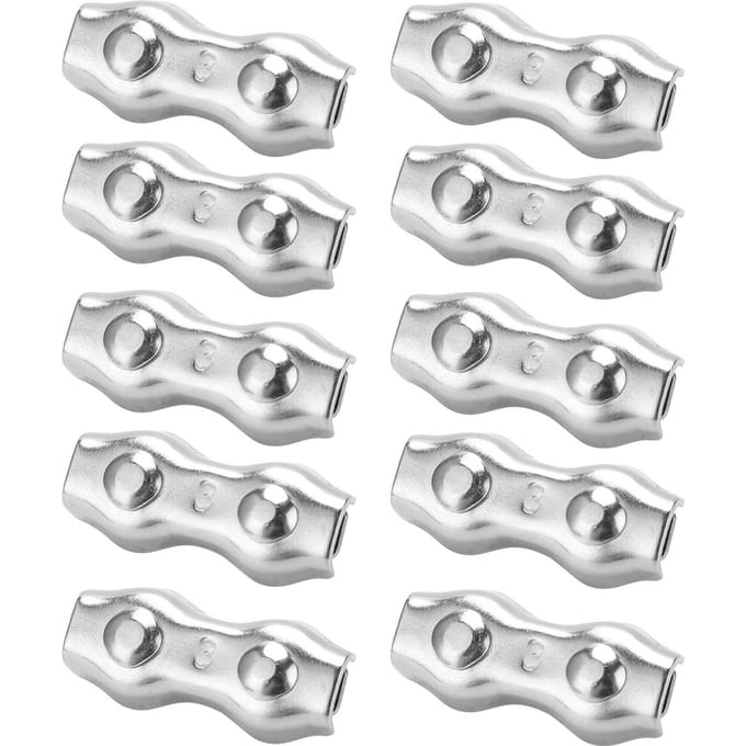 10 stuks Staaldraadklem 304 RVS M3 Dubbele Clip Klem voor Industrieel Mechanisme white