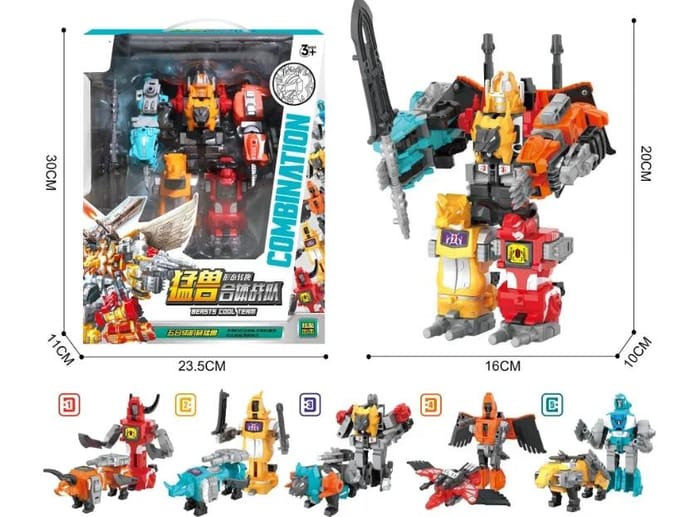 5-in-1 Transformatie Predaking Speelgoed Anime Devastator KO G1 Robot Actiefiguur Figuur Jongen Kinderen Kind Cadeau gray