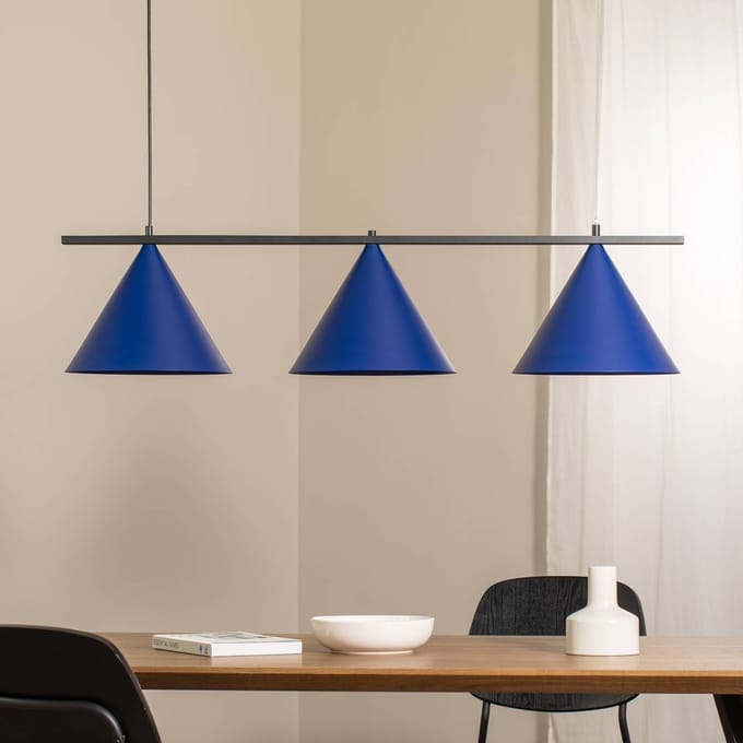 Eko-Light Kapitale hanglamp, blauw, 3-lamps, Ø 32 cm, GX53