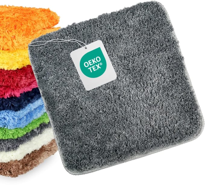 Dailygoods - Badmat Grijs, Antislip en Machinewasbaar, 45x45 cm
