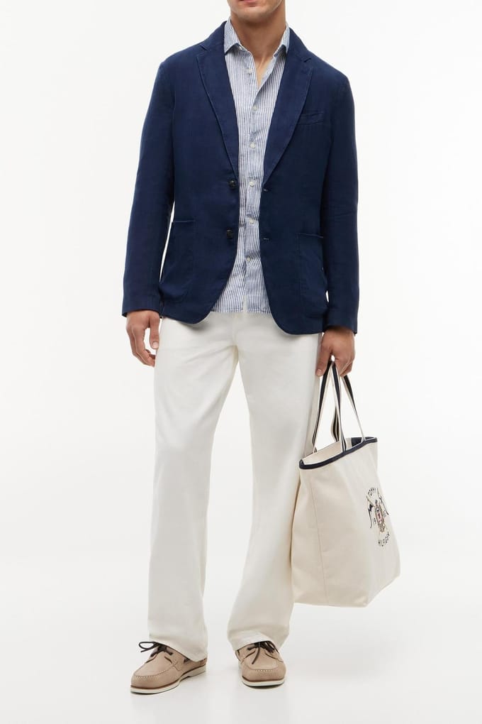 Tommy Hilfiger Dc Gmd Linen Blazer Navy Iris Größe: 54 | Blazer Outlet | Herren | Weiß
