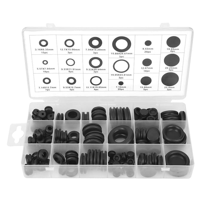 125 Stuks Rubber Doorvoertules Assortimentskit Elektrische Draad Pakking Ring Onderlegring Afdichting Assortimentsset white