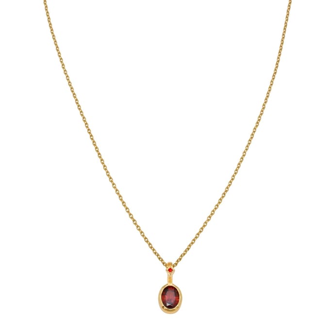 Essenza Red Oval Charm Necklace Gold