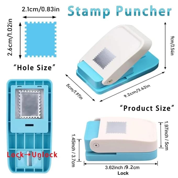 Rechthoekige Postzegel Pons Hendelactie Ambachtelijke Pons voor Papierknutselen Scrapbooking Diverse Materialen Ponsgereedschap Embosser blue