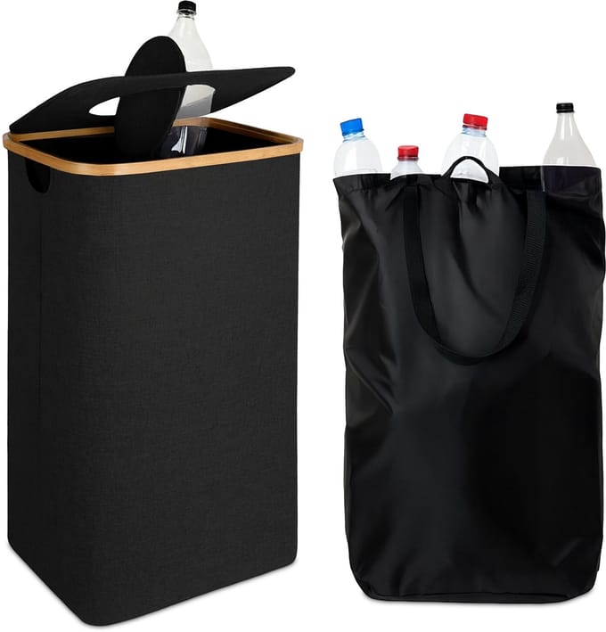 Statiegeld prullenbak - 100 l - afwasbare tas - zwart