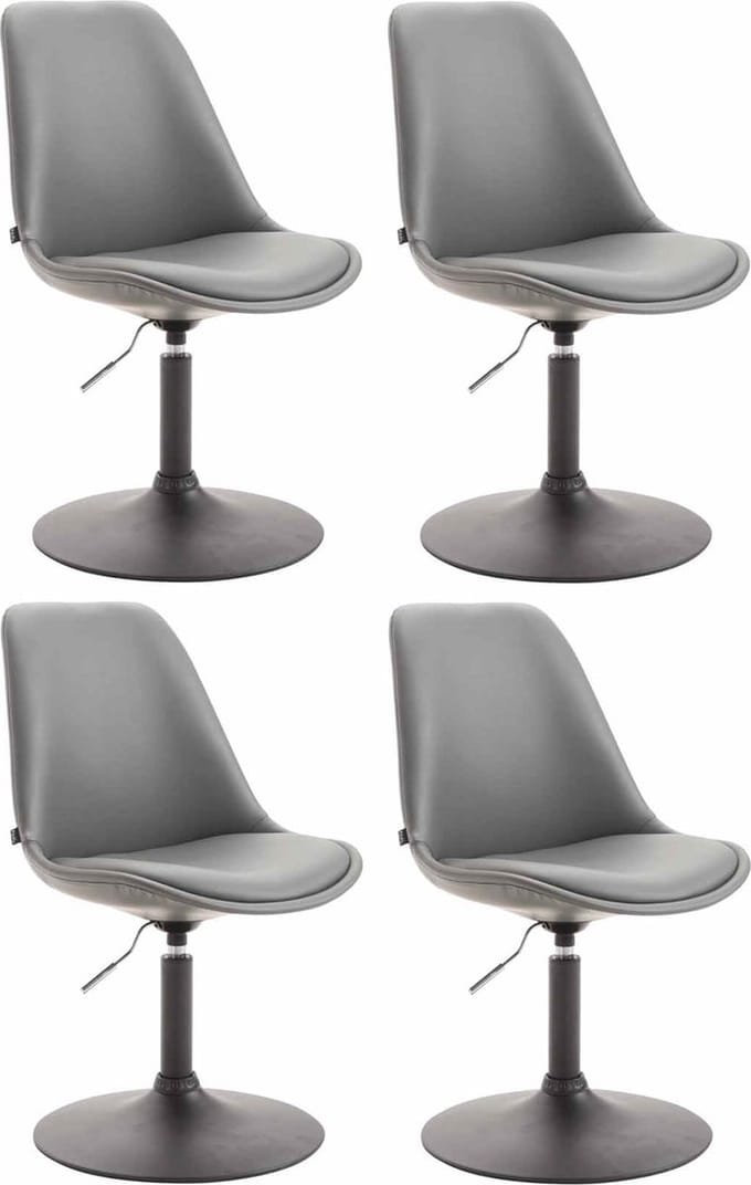 CLP Maverick Set van 4 Eetkamerstoelen - Kunstleer grijs zwart
