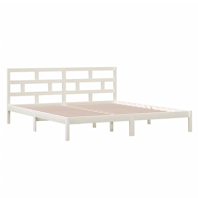 vidaXL - Bedframe - massief - grenenhout - wit - 140x190 - cm