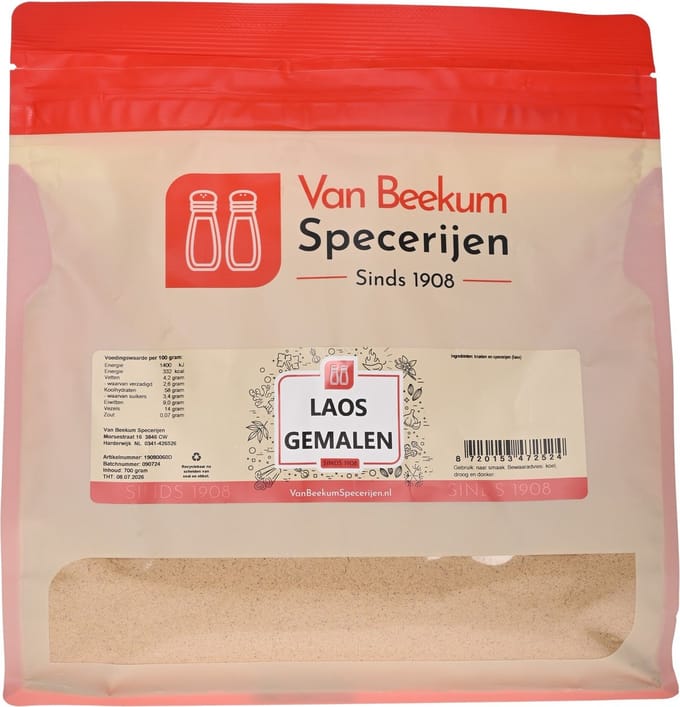 Van Beekum Specerijen - Laos Gemalen - 700 Gram (hersluitbare stazak)