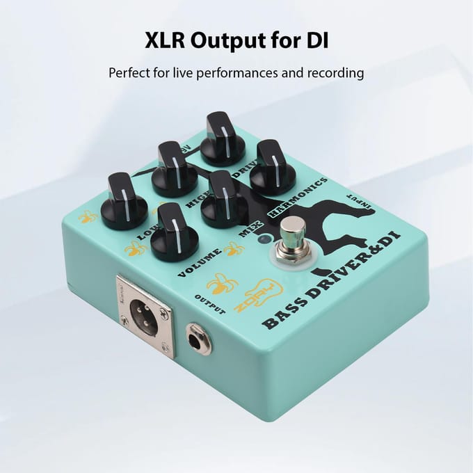 Driver en DI Box Bas Effector Pedaal voor Elektrische Basgitaar met XLR Uitgang Bas Amp Pedaal True groen