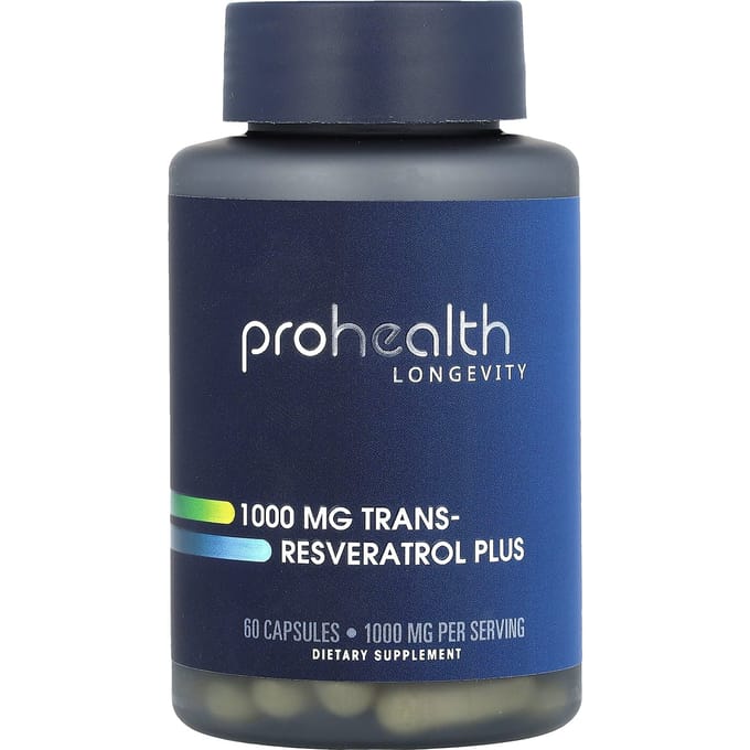 ProHealth Longevity, Trans-Resvératrol Plus, 1 000 mg, 60 capsules (500 mg par gélule)