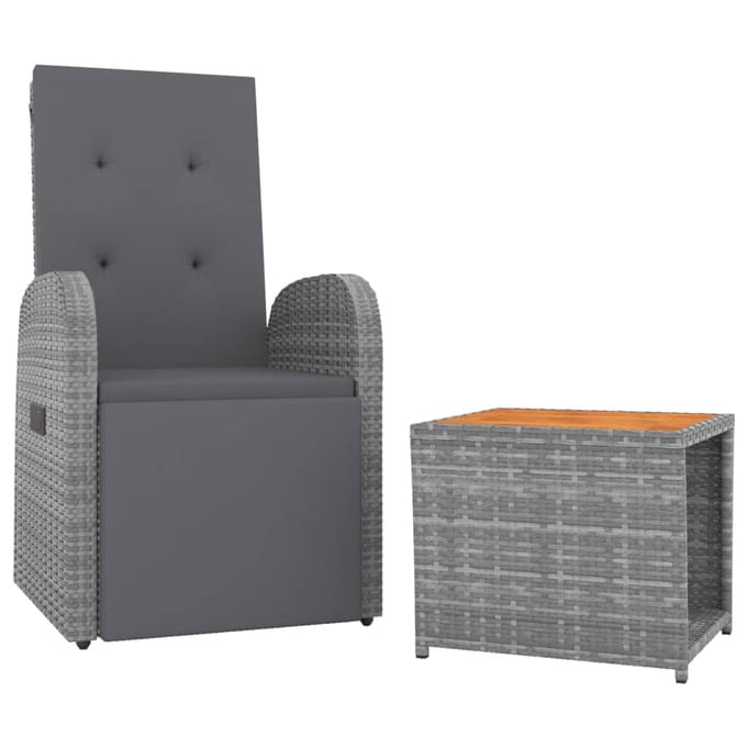 vidaXL - 2-delige - Loungeset - poly - rattan - en - massief - acaciahout - grijs
