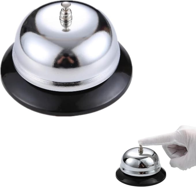 Servicetelefoon RVS - Bel Kassa - Klantenservice Oproep - Heldere Klank - 8.5 cm - Zilver
