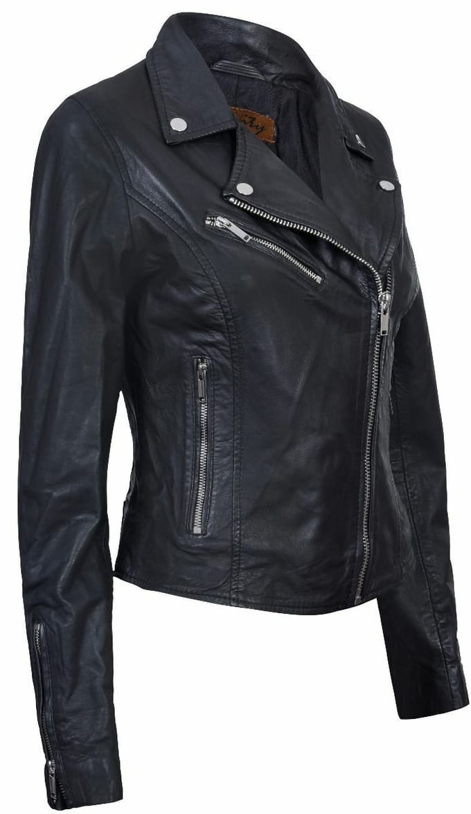 Dames klassiek leren Brando bikerjack-Loughton