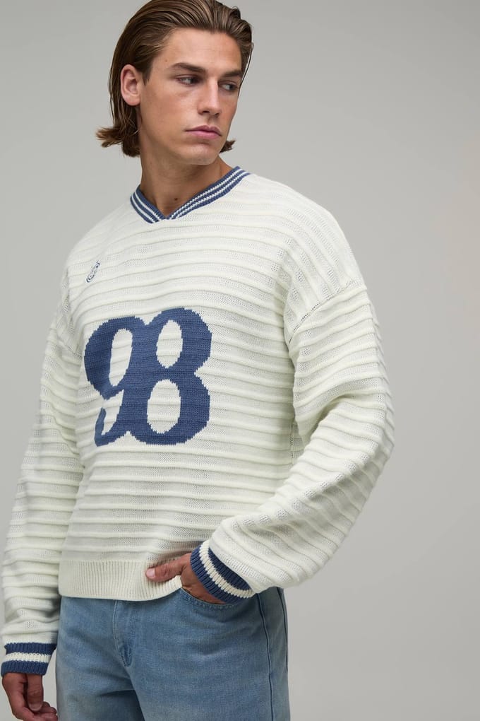 Relaxed Boxy Geribbelde Gebreide Sporttop | Ecru | Size Medium