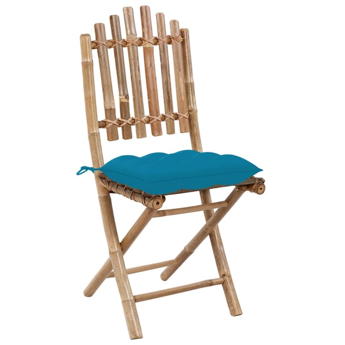 vidaXL - Opklapbare - stoelen - (2 - stuks) - met - kussens, - bamboe