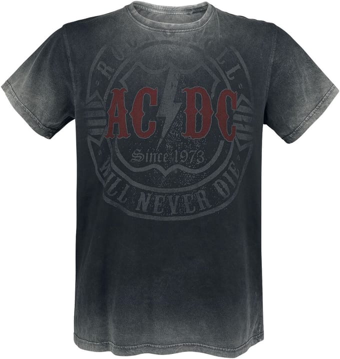 AC/DC T-shirt - Rock & Roll - Will Never Die - M tot 4XL - voor Mannen - donkergrijs