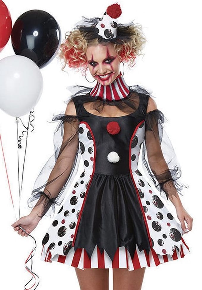 Vegaoo - Psycho clown outfit met stippen voor dames