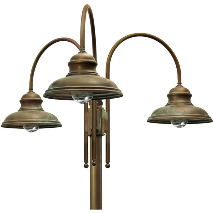 Moretti Luce Lantaarnpaal Luca messing antiek koper, 3-lamps.