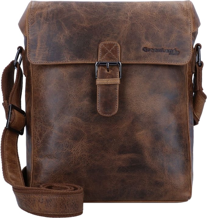 GreenLand Nature Leren Schoudertas Montana Postbag Brown Bruine