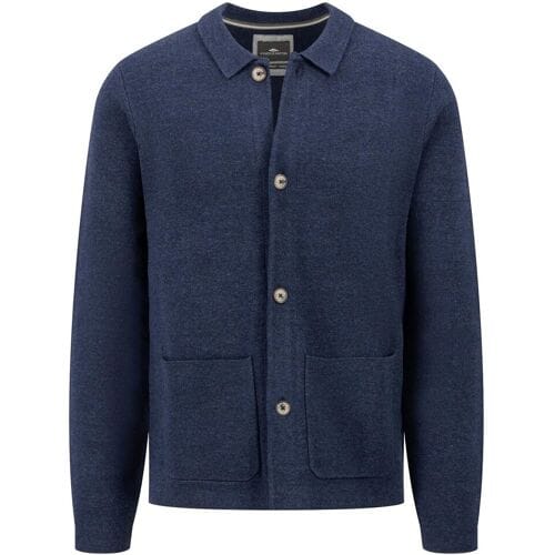 Fynch-Hatton Vest Cotton Wool Knit Large Buttons Navy / male