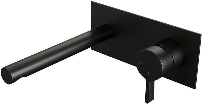 Brauer Black Edition Inbouw Wastafelmengkraan met Rechte Uitloop en Afdekplaat Model E1 Mat Zwart