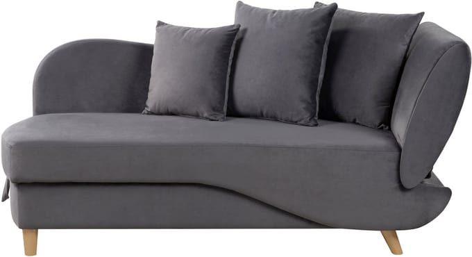 BELIANI MERI II - Chaise longue opberg - Donkergrijs - Rechterzijde - Fluweel
