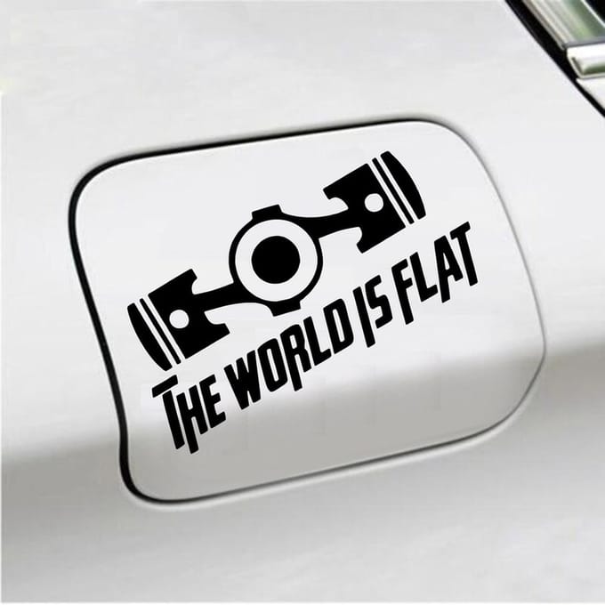 Bumpersticker - The World Is Flat - 14 X 19 - Zwart