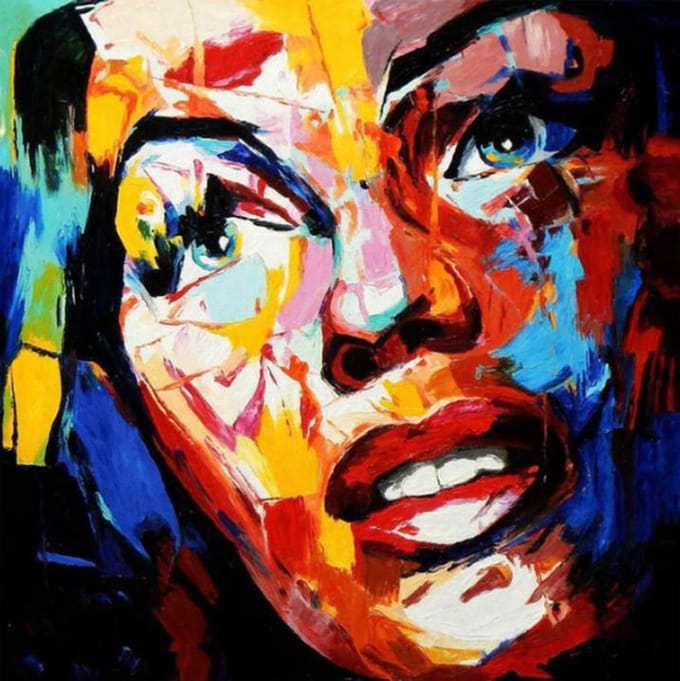 Allernieuwste Canvas Schilderij Graffiti Vrouw - Kunst- Modern - Poster - Reproductie - 60 x 60 cm - Kleur