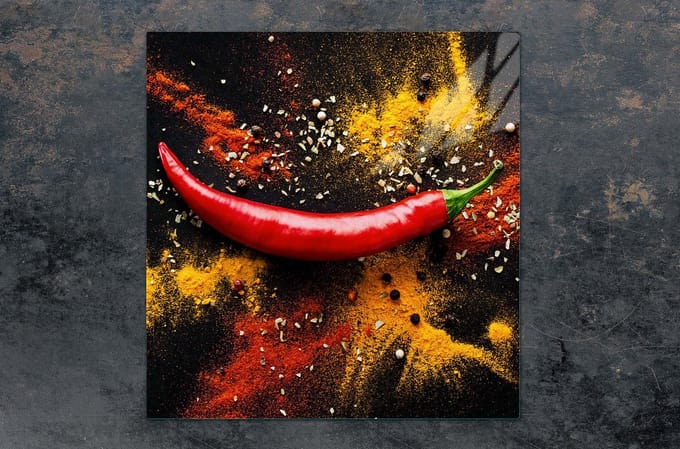 TMK ArtDeko - Glazen Beschermplaat - 50x52 cm - Vermenging Chilli