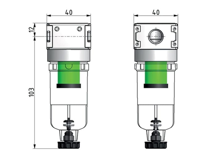 Microfilter 0.01micron G1/8'' 230l/min Auto Polycarbonaat Multifix 0