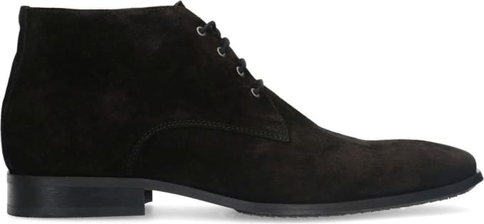 Manfield - Heren - Zwarte suède veterschoenen - Maat 44
