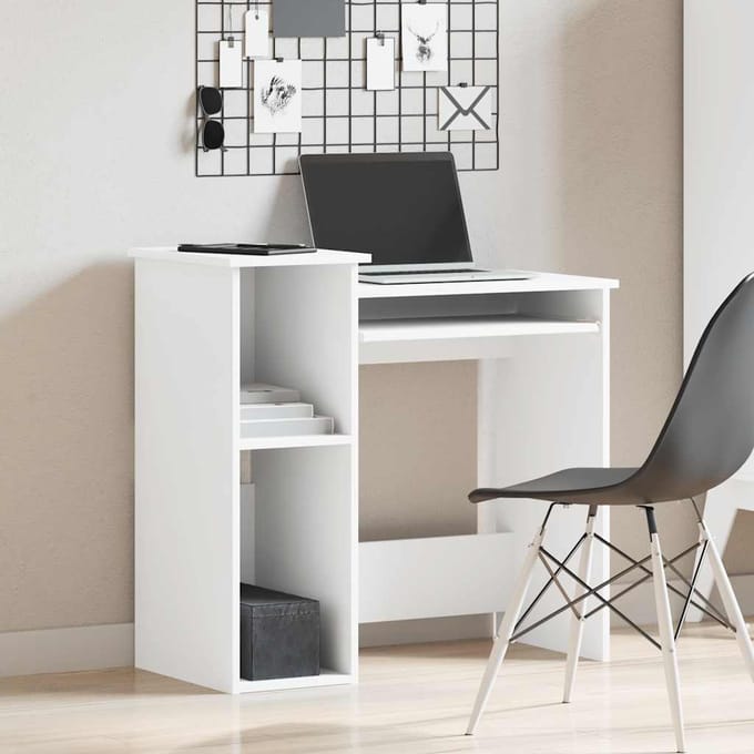 vidaXL - Bureau - met - schappen - 84x40x78 - cm - bewerkt - hout - wit