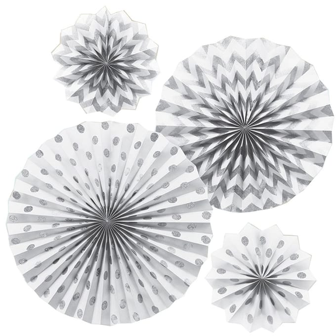 Amscan Waaiers Feestdecoratie 4 Stuks 20/30/40 Cm Wit