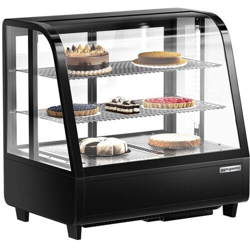 GGM Gastro Koelvitrine - tafelmodel - 100 liter - 682mm - schuifdeuren - gebogen ruit - met 2 schappen