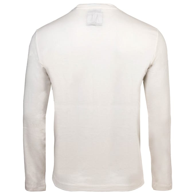 Printed Long Sleeve Round Neck T-Shirt - White Shirts