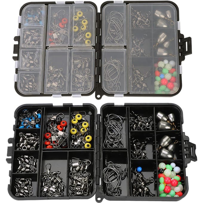 160 stuks Visaccessoires Kit Jig Haken Wartel Kraal met Tackle Box Kit gray