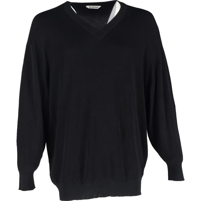 Balenciaga V-hals trui in zwarte viscose