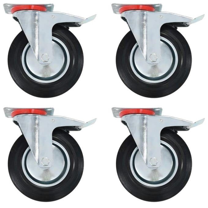 vidaXL - Zwenkwielen - met - dubbele - remmen - 4 - st - 200 - mm