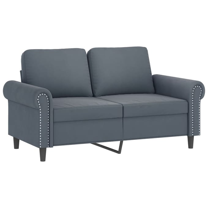 vidaXL - 2-delige - Loungeset - met - kussens - fluweel - donkergrijs
