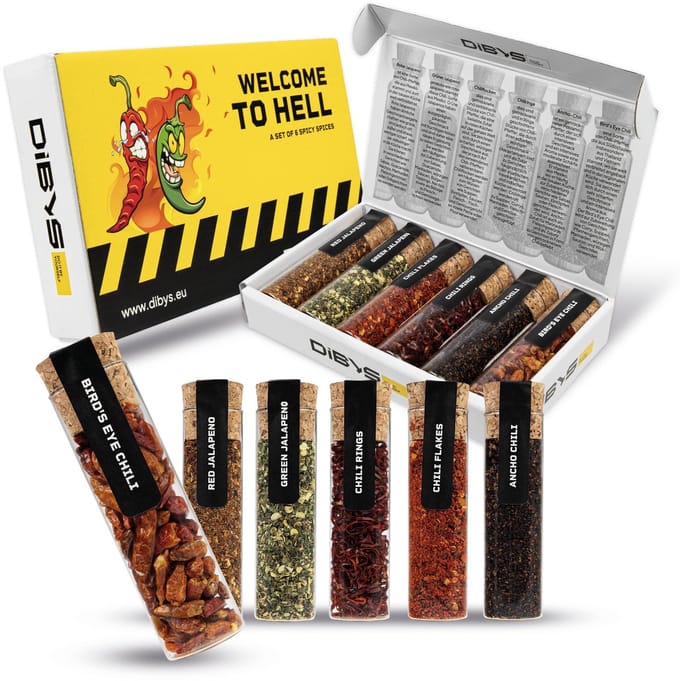 DIBYS - Kruidenpotjes - Set van Chili Kruiden - "WELCOME TO HELL" - 111 g