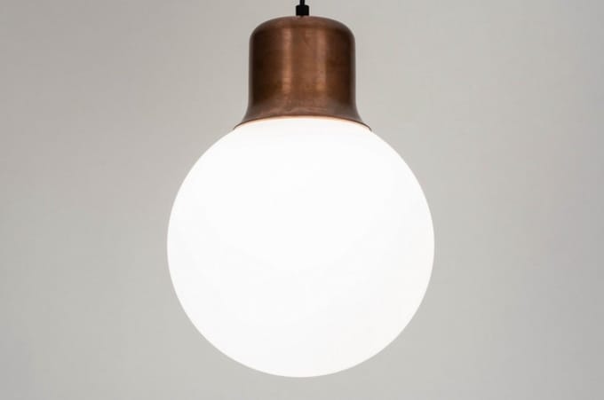 Lumidora Hanglamp 73219 - NINES - E27 - Wit - Roodkoper - Metaal