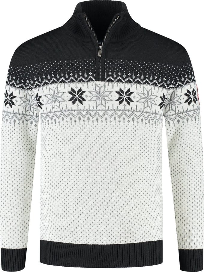 John Brillant Noorse Heren Pullover Merino, zwart & wit. Maat S