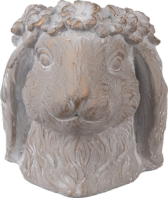 Clayre & Eef Bloempot Konijn 16x18x18 cm Beige Steen