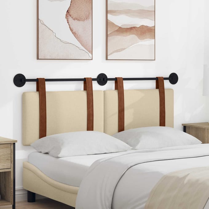 vidaXL Hangend hoofdbord Crème Antiek PU