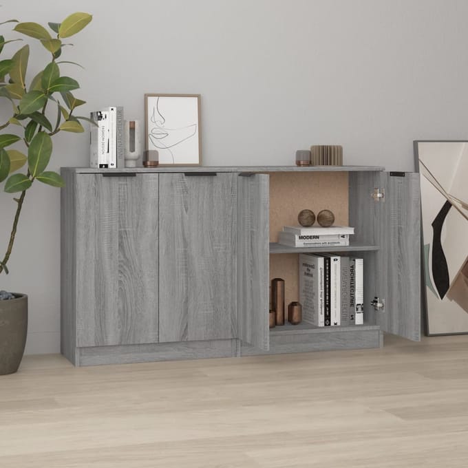 vidaXL - Dressoirs - 2 - st - 60x30x70 - cm - bewerkt - hout - grijs - sonoma - eiken